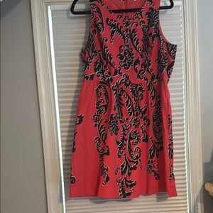 Coral and Black Sleeveless Dress